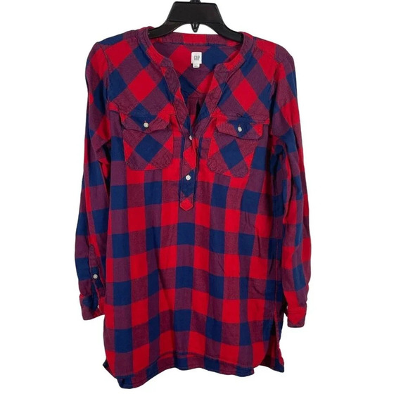Gap Women Long Sleeve Plaid Pullover Top Shirt Size S - Picture 1 of 6